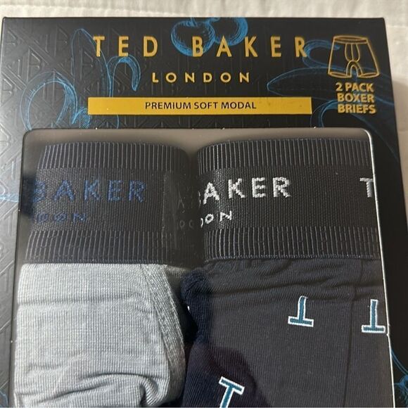 Ted Baker S Premium Soft Modal Navy Gray Boxer Briefs Pack of 2 - Picture 5 of 5